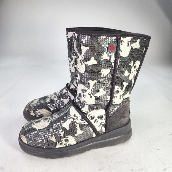 UGG Shoes - UGG Australia Women's SKULL I LOVE KISSES BOOTS US 7 GRAY SEQUIN SHORT BOOT